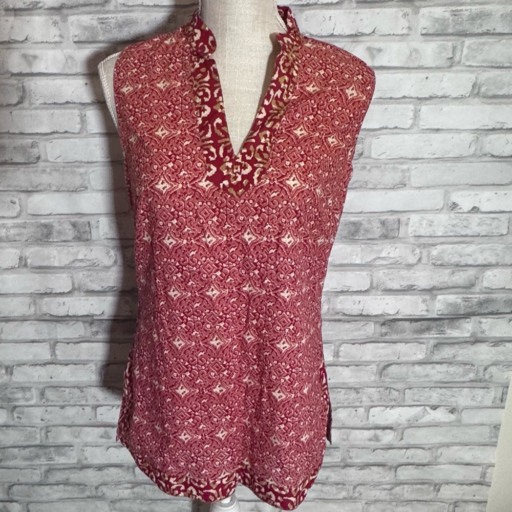 Charter Club Red Cotton Tunic Blouse Top